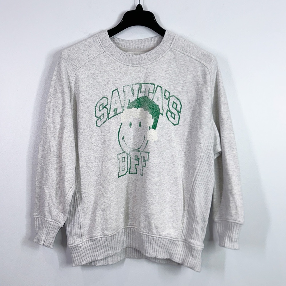 Aerie down to earth oversized holiday Santa sweatshirt size small - Picture 3 of 7